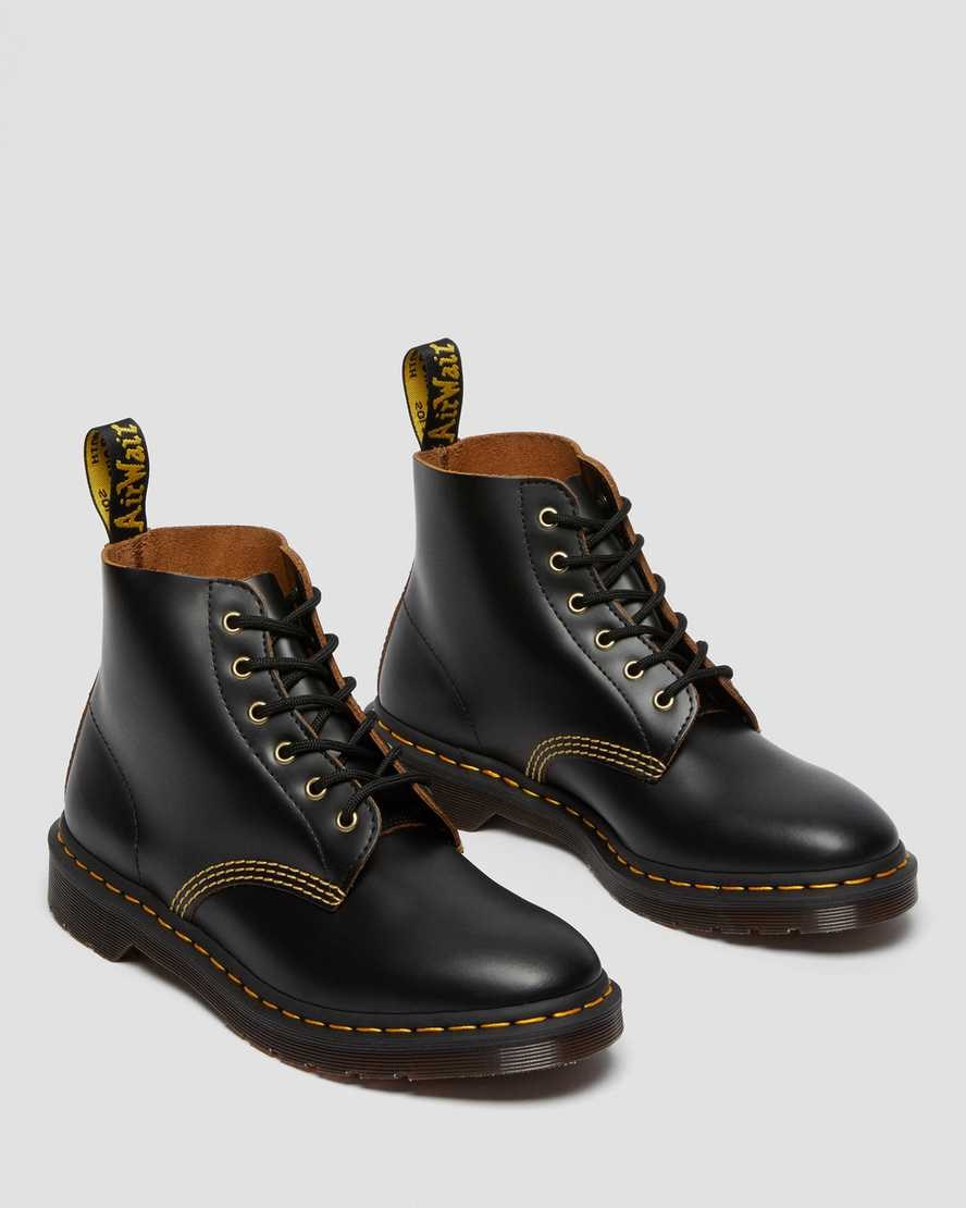 Dr Martens 101 Vintage Smooth Leder Schnürstiefel Herren Schwarz | ATC-201584