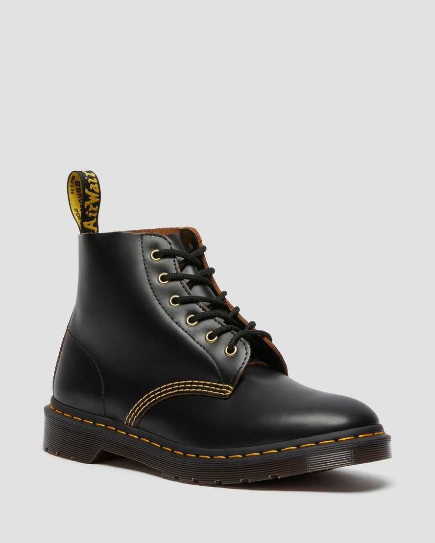 Dr Martens 101 Vintage Smooth Leder Schnürstiefel Herren Schwarz | ATC-201584