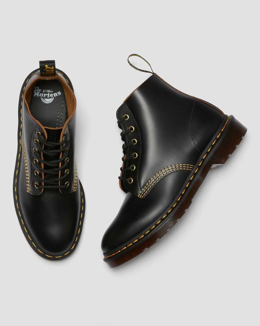 Dr Martens 101 Vintage Smooth Leder Stiefeletten Damen Schwarz | FRV-680243