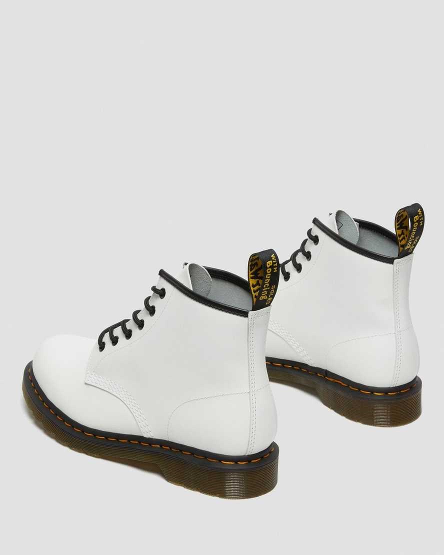 Dr Martens 101 Yellow Stitch Smooth Leder Stiefeletten Herren Weiß | PHM-637548