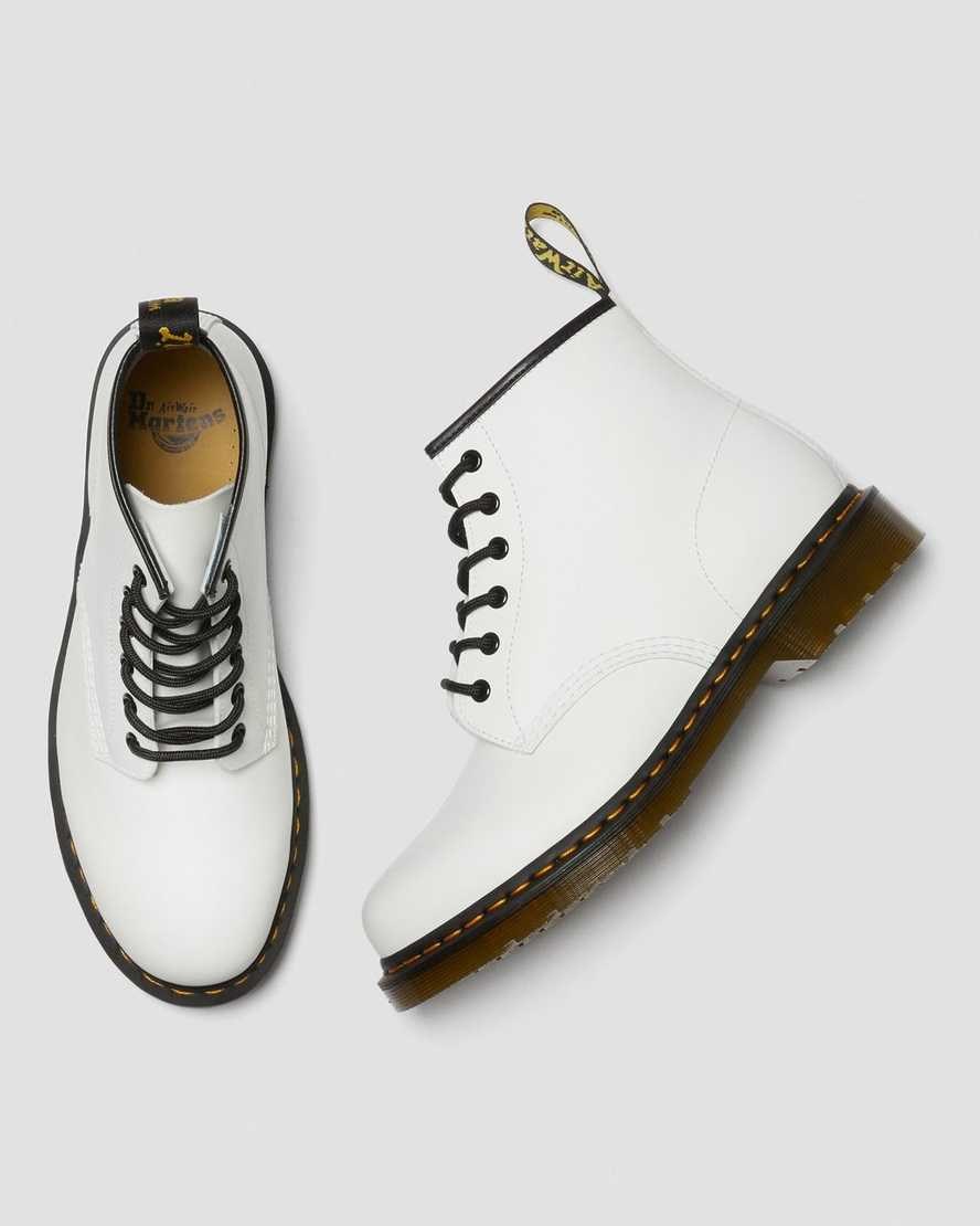 Dr Martens 101 Yellow Stitch Smooth Leder Schnürstiefel Herren Weiß | YQP-357029