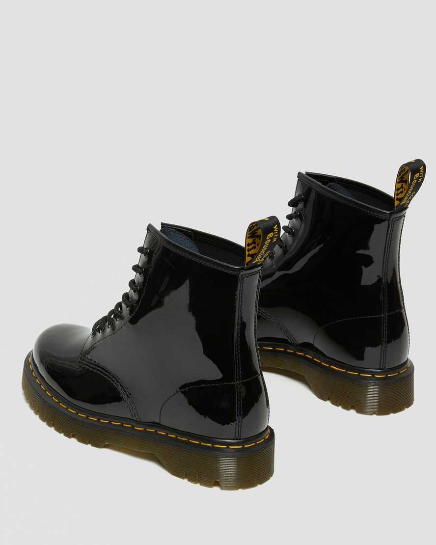 Dr Martens 1460 Bex Lack Leder Schnürstiefel Herren Schwarz | CQB-284175