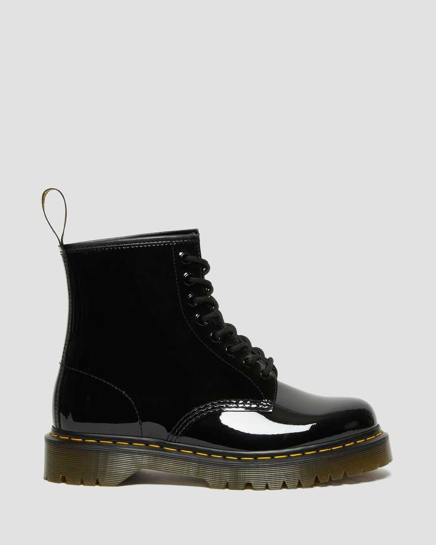 Dr Martens 1460 Bex Lack Leder Schnürstiefel Herren Schwarz | CQB-284175