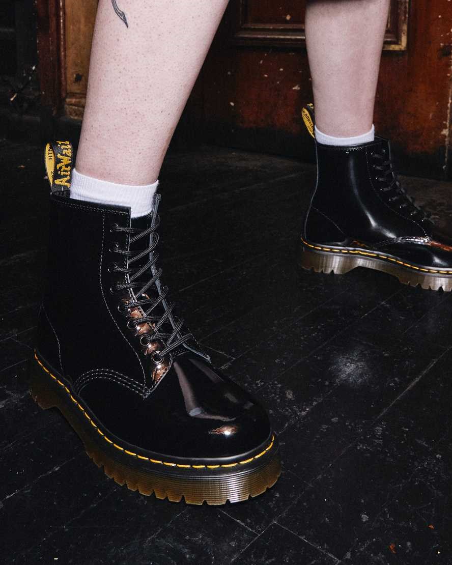 Dr Martens 1460 Bex Lack Leder Schnürstiefel Damen Schwarz | MRJ-629150