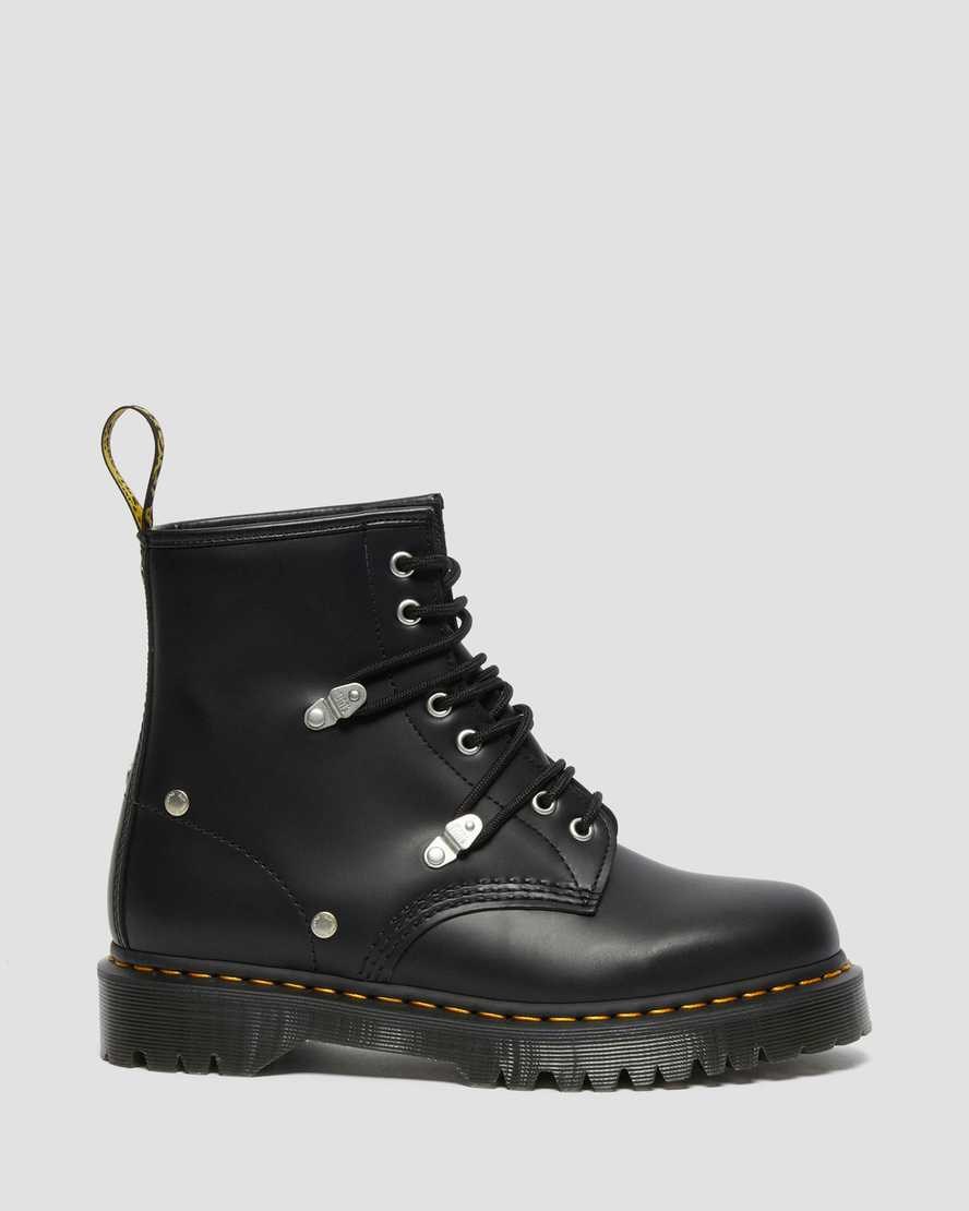 Dr Martens 1460 Bex Stud Leder Schnürstiefel Damen Schwarz | TGU-235097