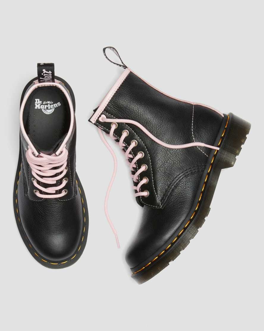 Dr Martens 1460 Contrast Leder Schnürstiefel Damen Schwarz Rosa | IWO-792508