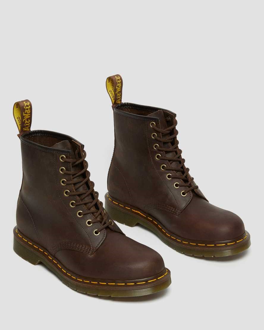 Dr Martens 1460 Crazy Horse Leder Schnürstiefel Damen Braun | JNB-921763