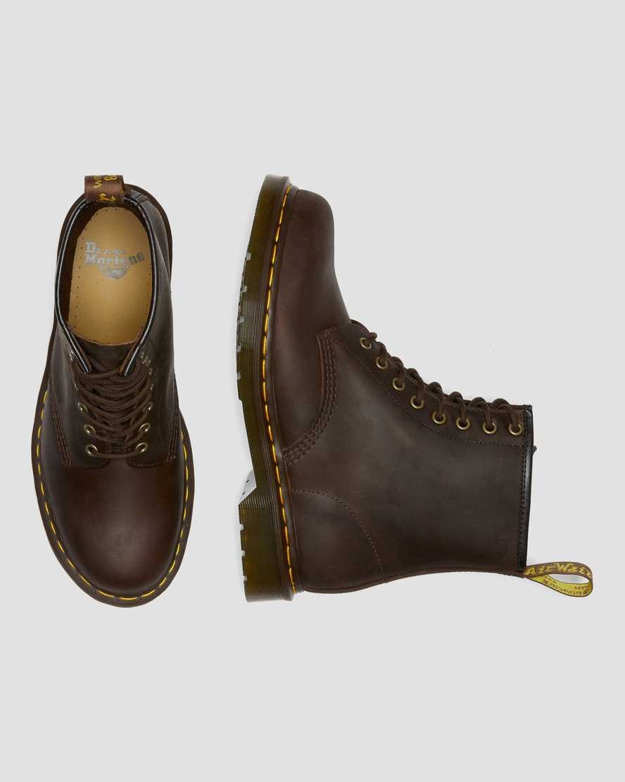 Dr Martens 1460 Crazy Horse Leder Schnürstiefel Damen Braun | JNB-921763