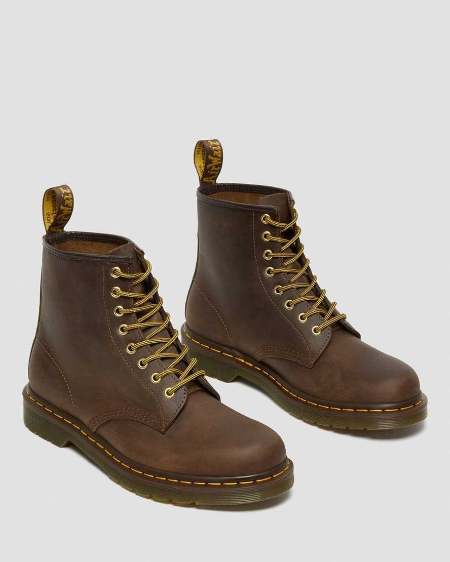 Dr Martens 1460 Crazy Horse Leder Schnürstiefel Damen Braun | KVF-480315