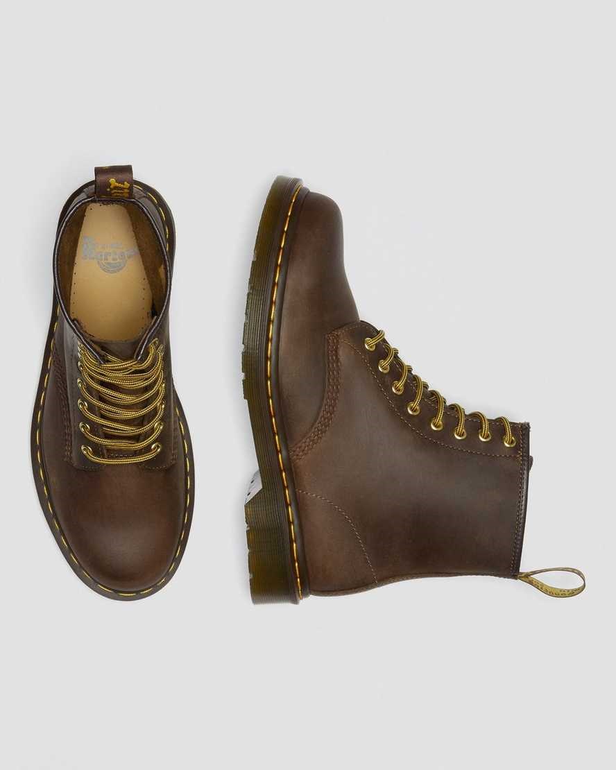 Dr Martens 1460 Crazy Horse Leder Schnürstiefel Damen Braun | KVF-480315