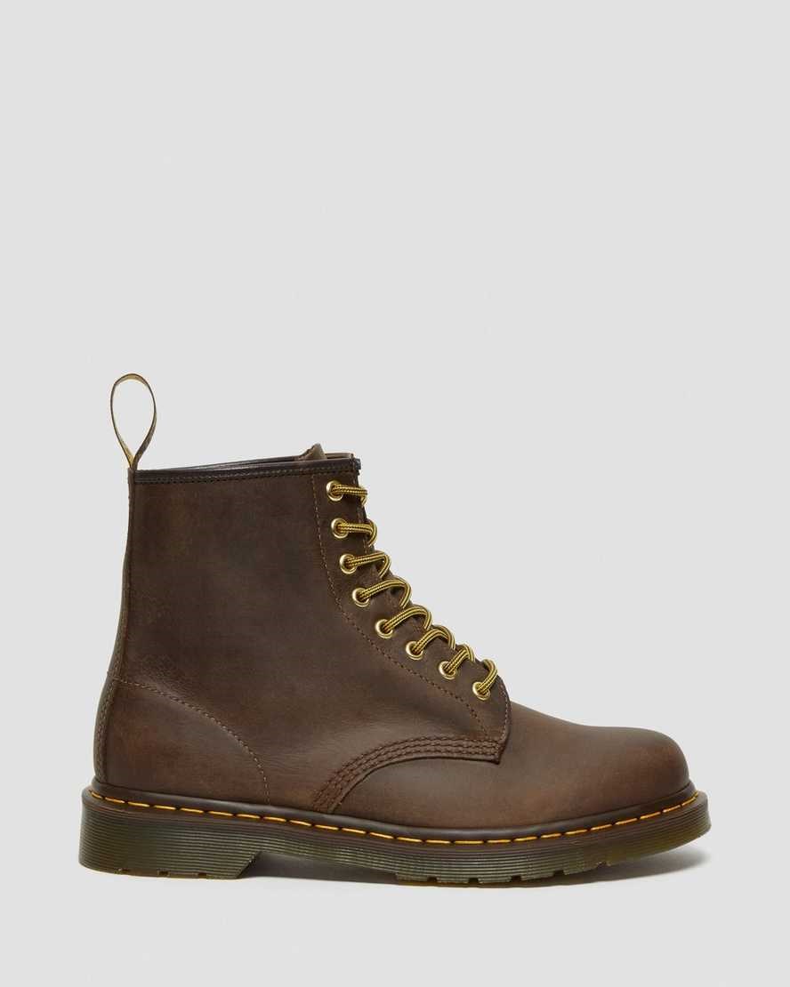 Dr Martens 1460 Crazy Horse Leder Schnürstiefel Damen Braun | KVF-480315