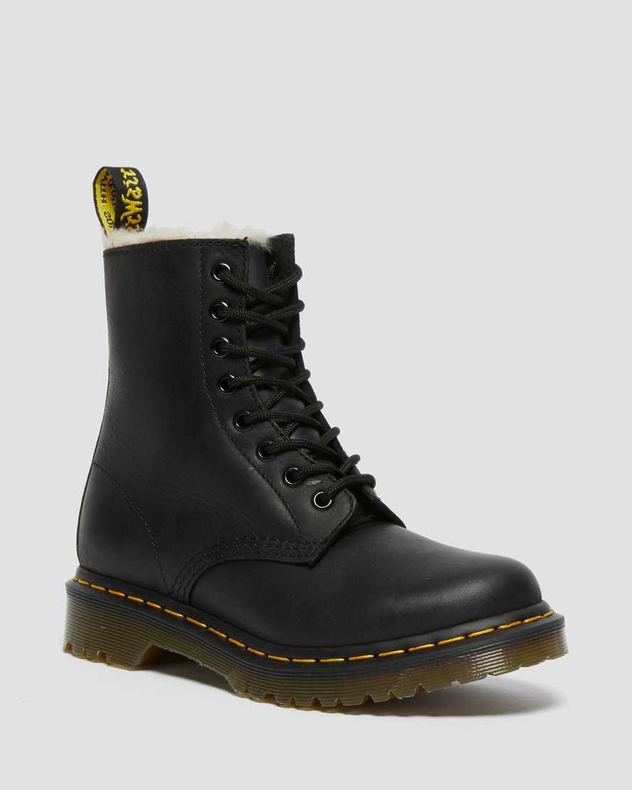 Dr Martens 1460 Faux Fur Gefütterte Stiefeletten Damen Schwarz | MFI-537284