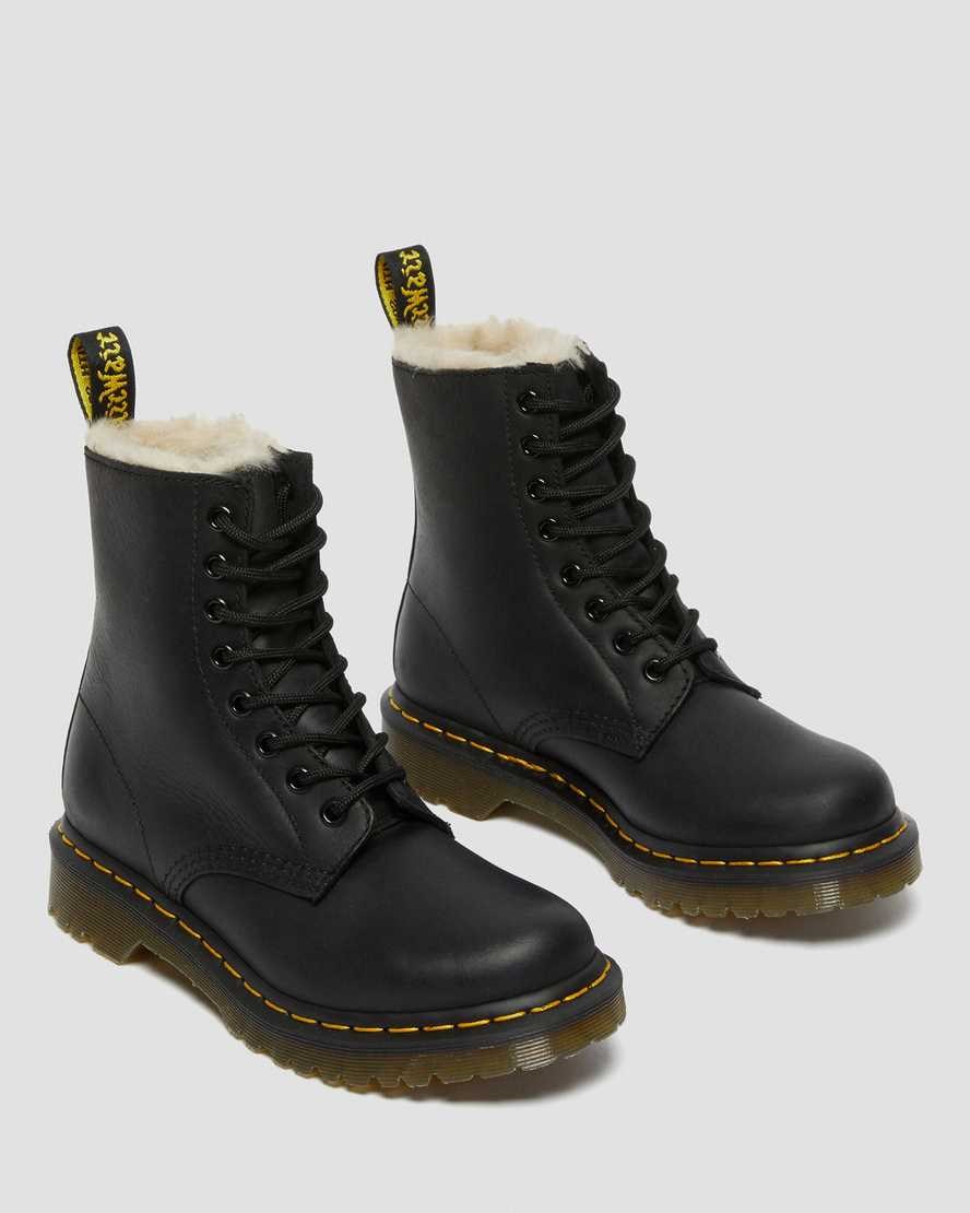 Dr Martens 1460 Faux Fur Gefütterte Stiefeletten Damen Schwarz | MFI-537284