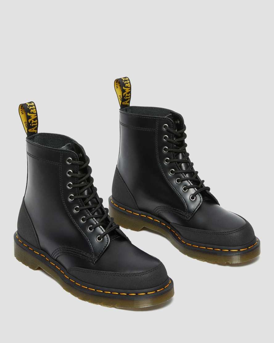 Dr Martens 1460 Guard Panel Leder Schnürstiefel Herren Schwarz | WGT-840372