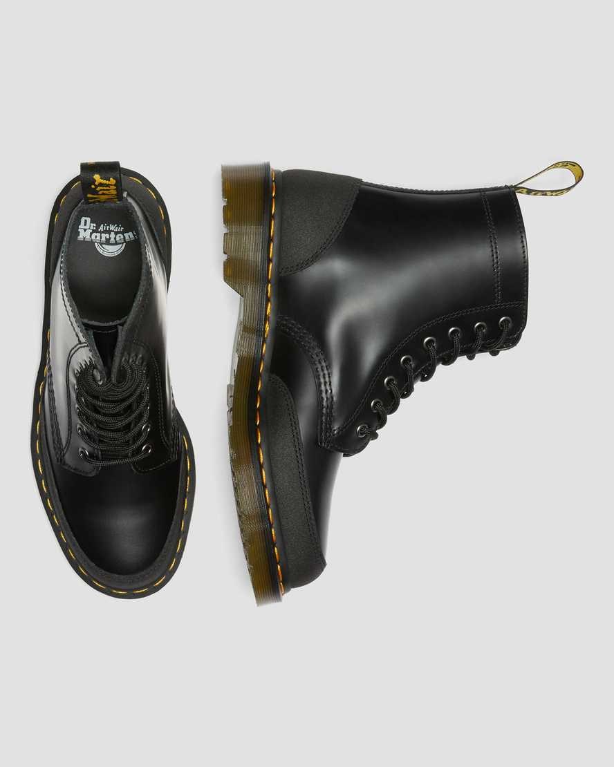 Dr Martens 1460 Guard Panel Leder Stiefeletten Herren Schwarz | KTN-062574