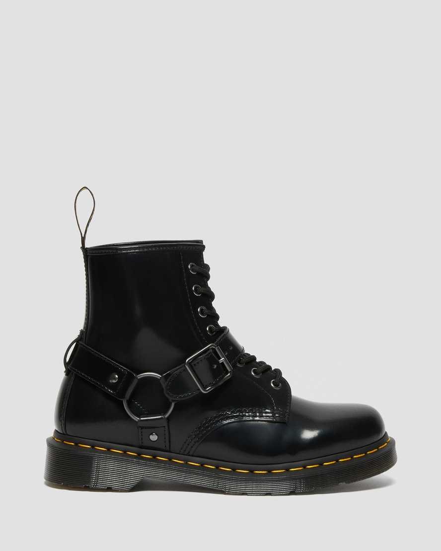 Dr Martens 1460 Harness Leder Schnürstiefel Damen Schwarz | HRW-051946