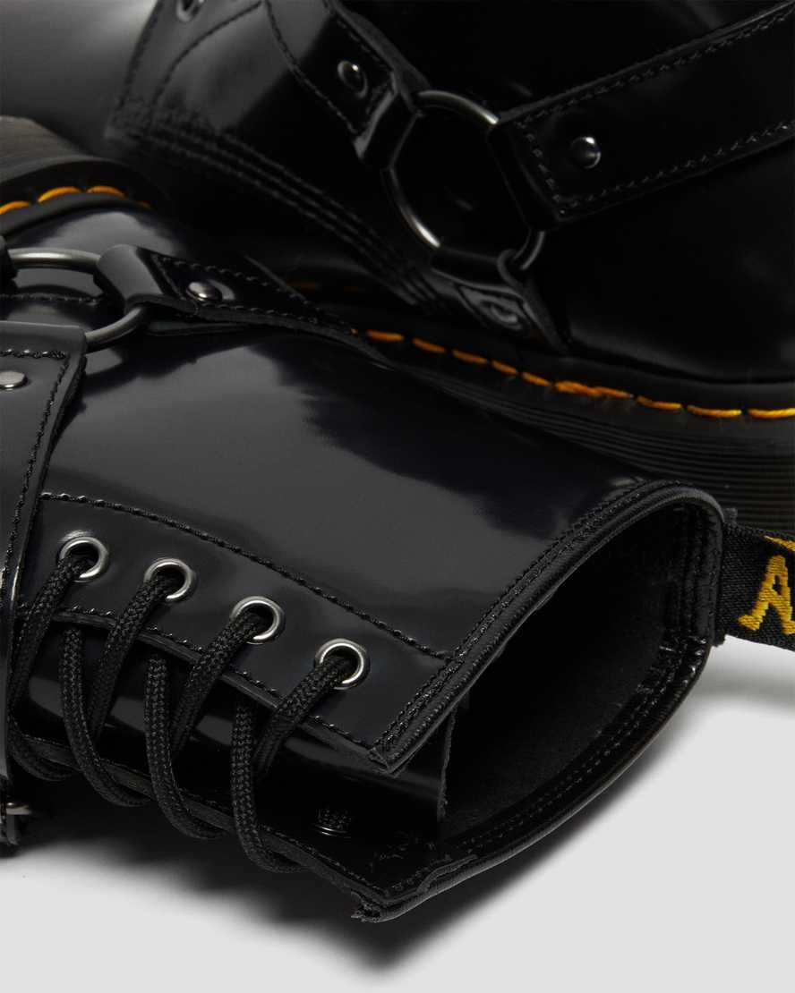 Dr Martens 1460 Harness Leder Schnürstiefel Damen Schwarz | HRW-051946