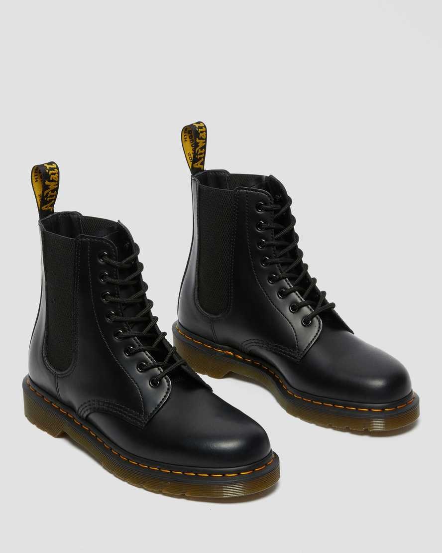 Dr Martens 1460 Harper Smooth Leder Schnürstiefel Damen Schwarz | AUF-032894