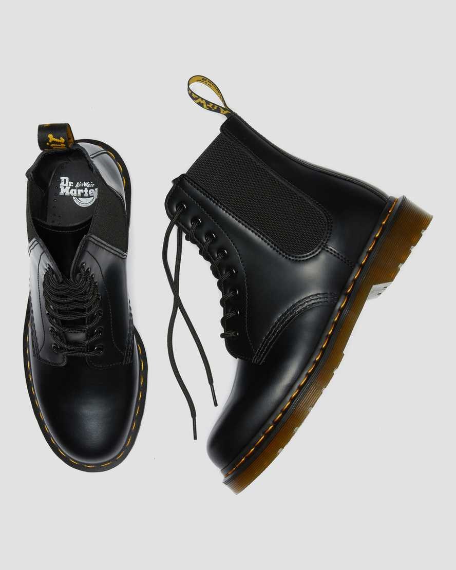 Dr Martens 1460 Harper Smooth Leder Schnürstiefel Damen Schwarz | AUF-032894