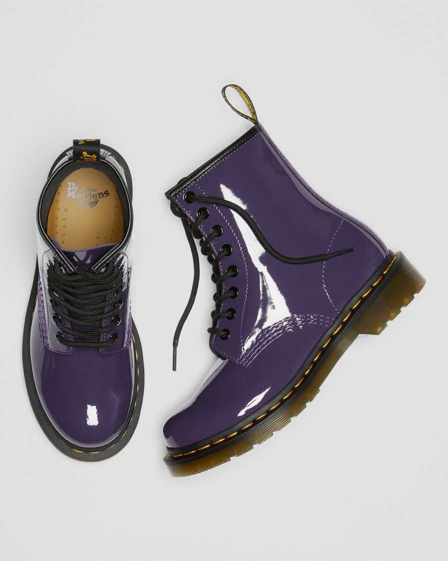 Dr Martens 1460 Lack Leder Schnürstiefel Damen Blackcurrant | LSQ-456097