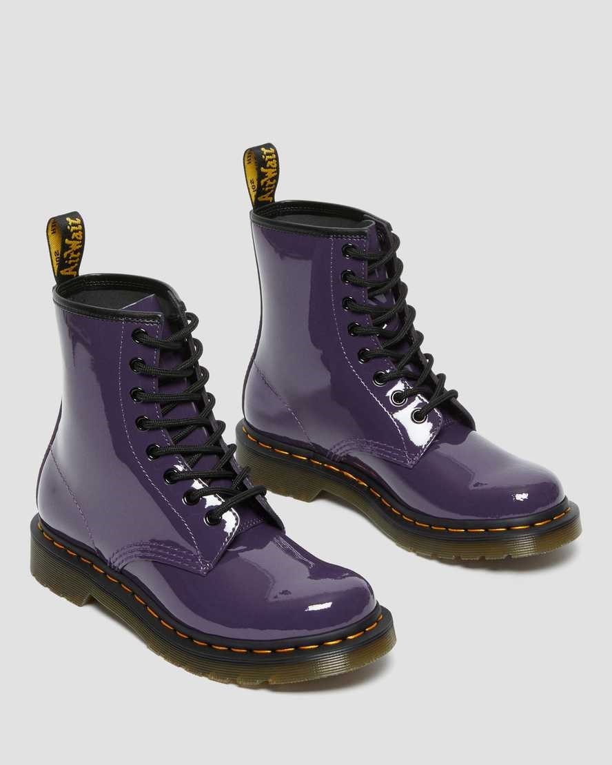 Dr Martens 1460 Lack Leder Schnürstiefel Damen Blackcurrant | LSQ-456097