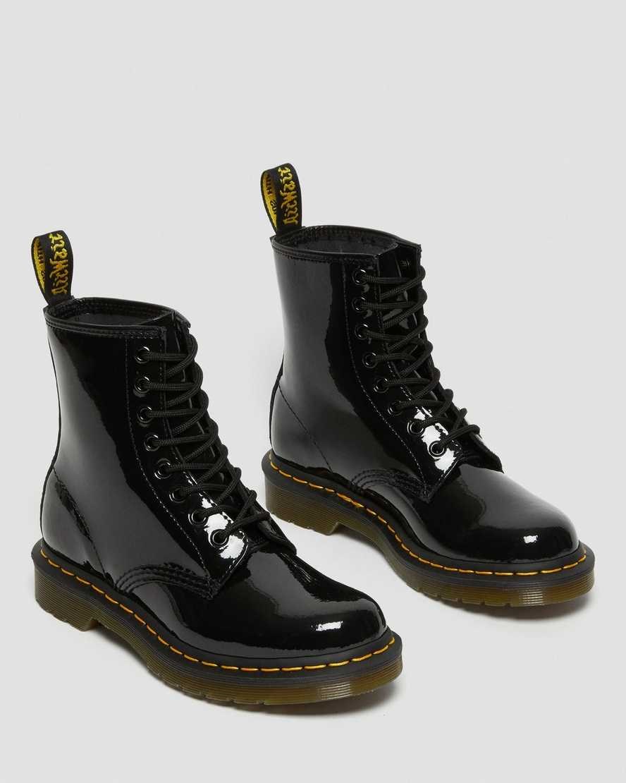 Dr Martens 1460 Lack Leder Schnürstiefel Damen Schwarz | UOI-695273