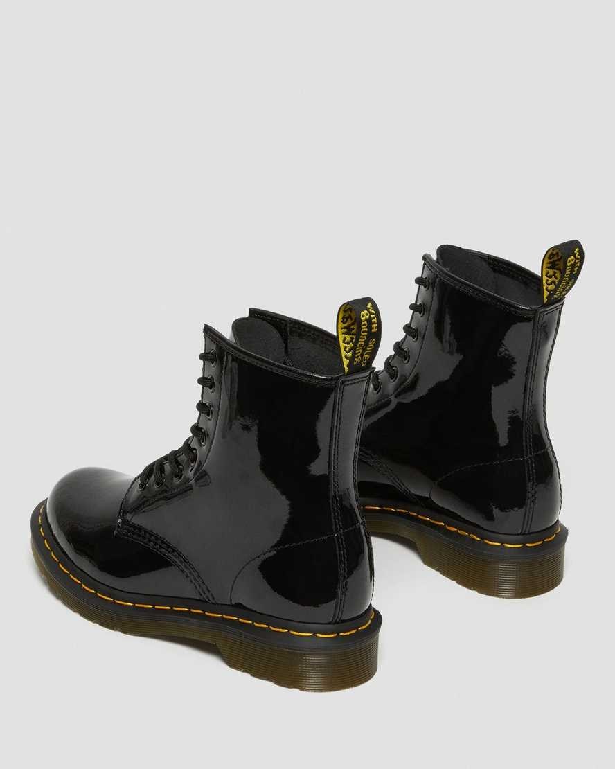 Dr Martens 1460 Lack Leder Schnürstiefel Damen Schwarz | UOI-695273