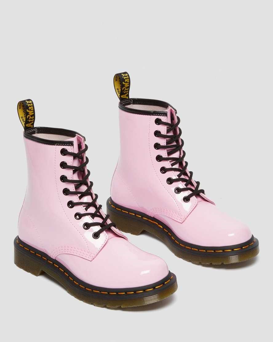 Dr Martens 1460 Lack Leder Schnürstiefel Damen Rosa | XOY-236179