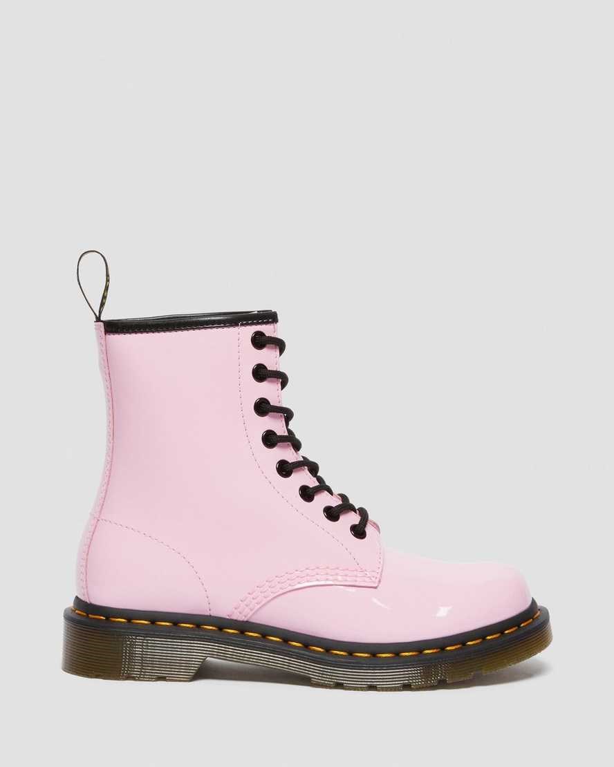 Dr Martens 1460 Lack Leder Schnürstiefel Damen Rosa | XOY-236179