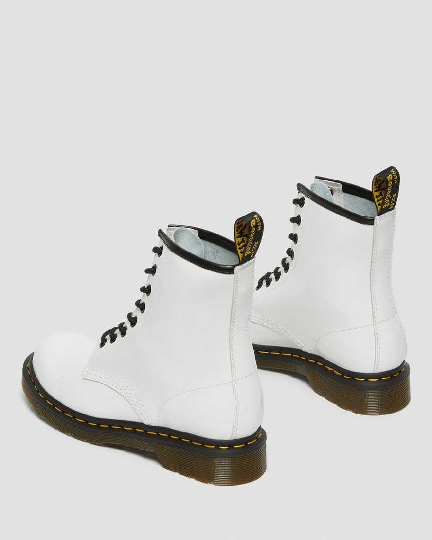 Dr Martens 1460 Lack Leder Schnürstiefel Damen Weiß | YJU-804192