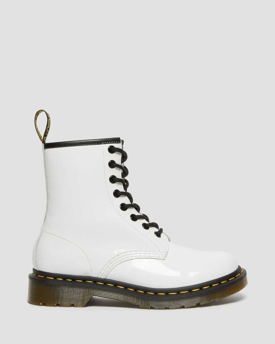 Dr Martens 1460 Lack Leder Schnürstiefel Damen Weiß | YJU-804192