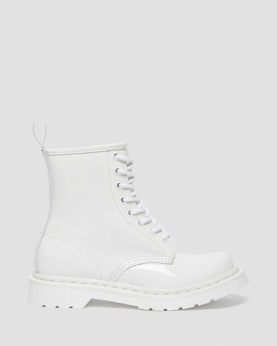 Dr Martens 1460 Mono Lack Leder Stiefeletten Damen Weiß | EYX-016487