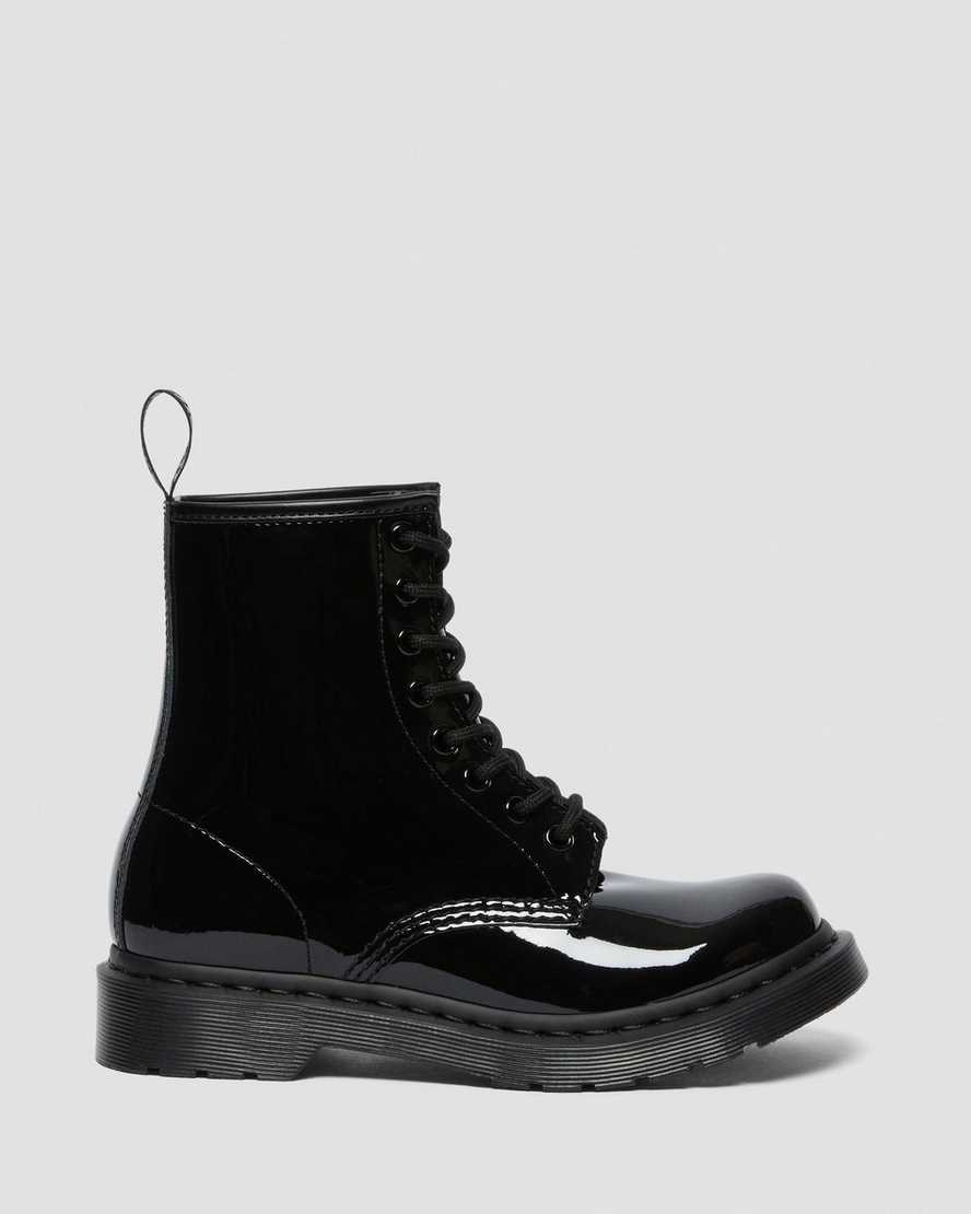 Dr Martens 1460 Mono Lack Leder Stiefeletten Damen Schwarz | WUM-163459