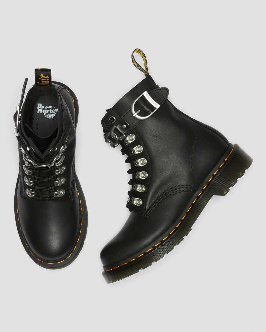 Dr Martens 1460 Pascal Chain Leder Schnürstiefel Damen Schwarz | LBY-071943