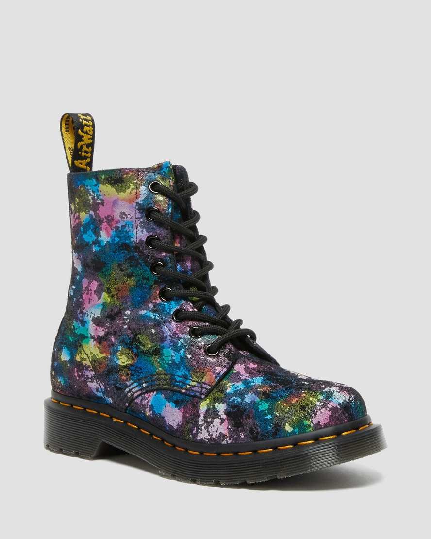 Dr Martens 1460 Pascal Confetti Wildleder Schnürstiefel Damen Schwarz | PQA-592130