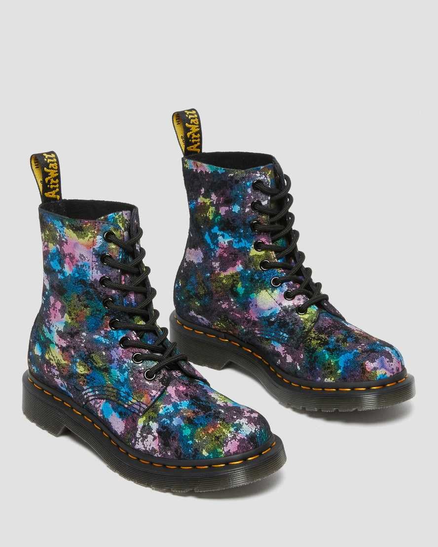 Dr Martens 1460 Pascal Confetti Wildleder Schnürstiefel Damen Schwarz | PQA-592130