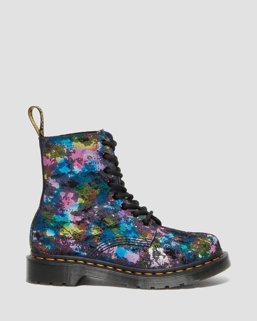 Dr Martens 1460 Pascal Confetti Wildleder Schnürstiefel Damen Schwarz | PQA-592130