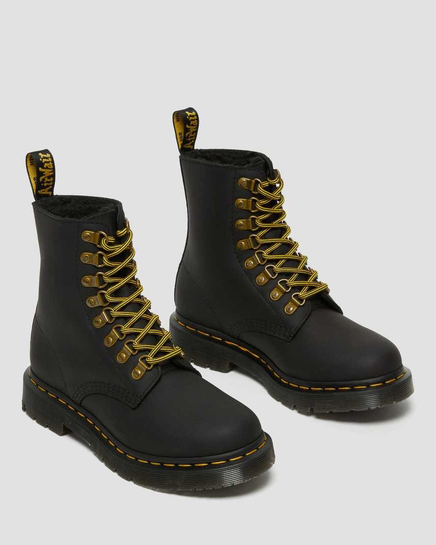 Dr Martens 1460 Pascal DM's Wintergrip Leder Stiefeletten Damen Schwarz | EUS-905146