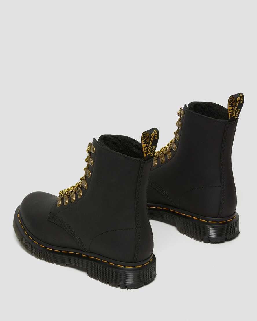 Dr Martens 1460 Pascal DM's Wintergrip Leder Stiefeletten Damen Schwarz | EUS-905146