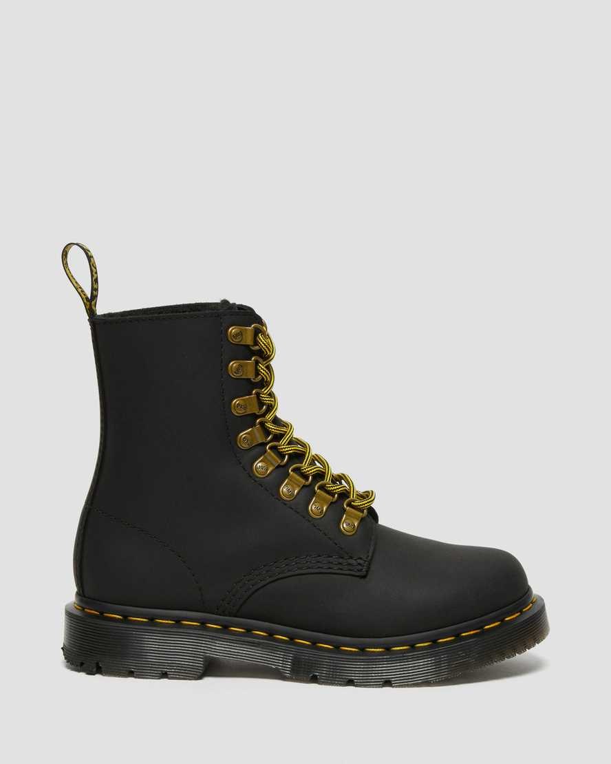 Dr Martens 1460 Pascal DM's Wintergrip Leder Stiefeletten Damen Schwarz | EUS-905146