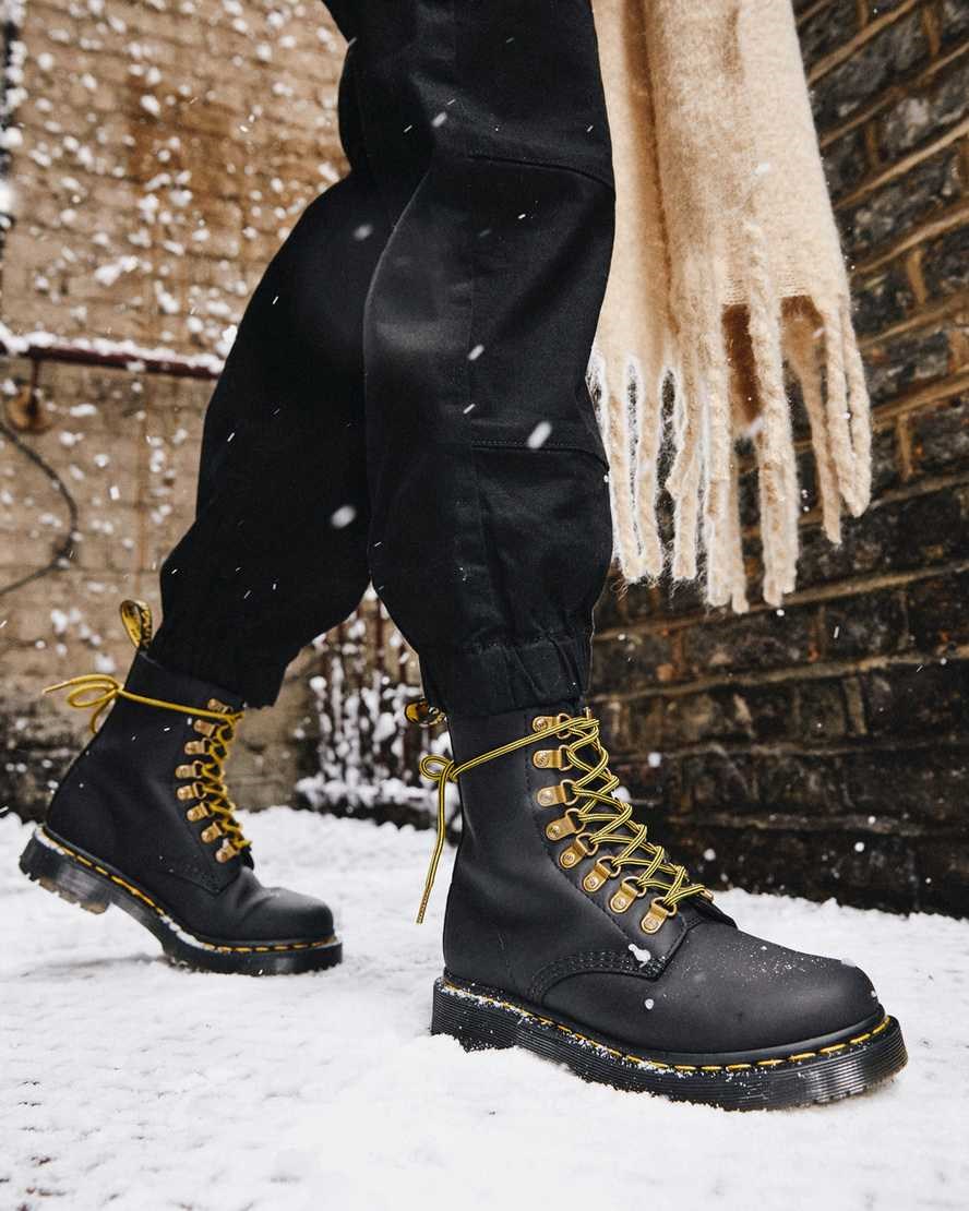 Dr Martens 1460 Pascal DM's Wintergrip Leder Stiefeletten Damen Schwarz | EUS-905146