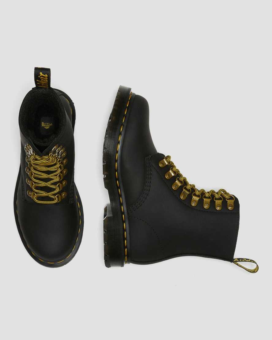 Dr Martens 1460 Pascal DM's Wintergrip Leder Schnürstiefel Damen Schwarz | UPK-758342