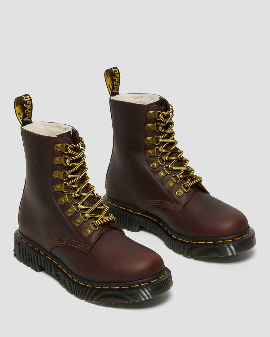 Dr Martens 1460 Pascal DM's Wintergrip Leder Schnürstiefel Damen Braun | WJP-726913