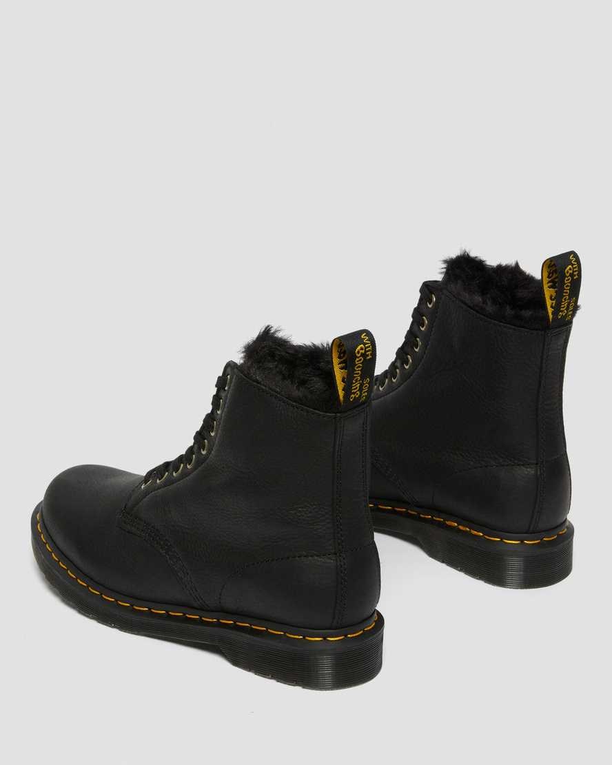 Dr Martens 1460 Pascal Faux Fur Gefütterte Schnürstiefel Herren Schwarz | QHR-238149