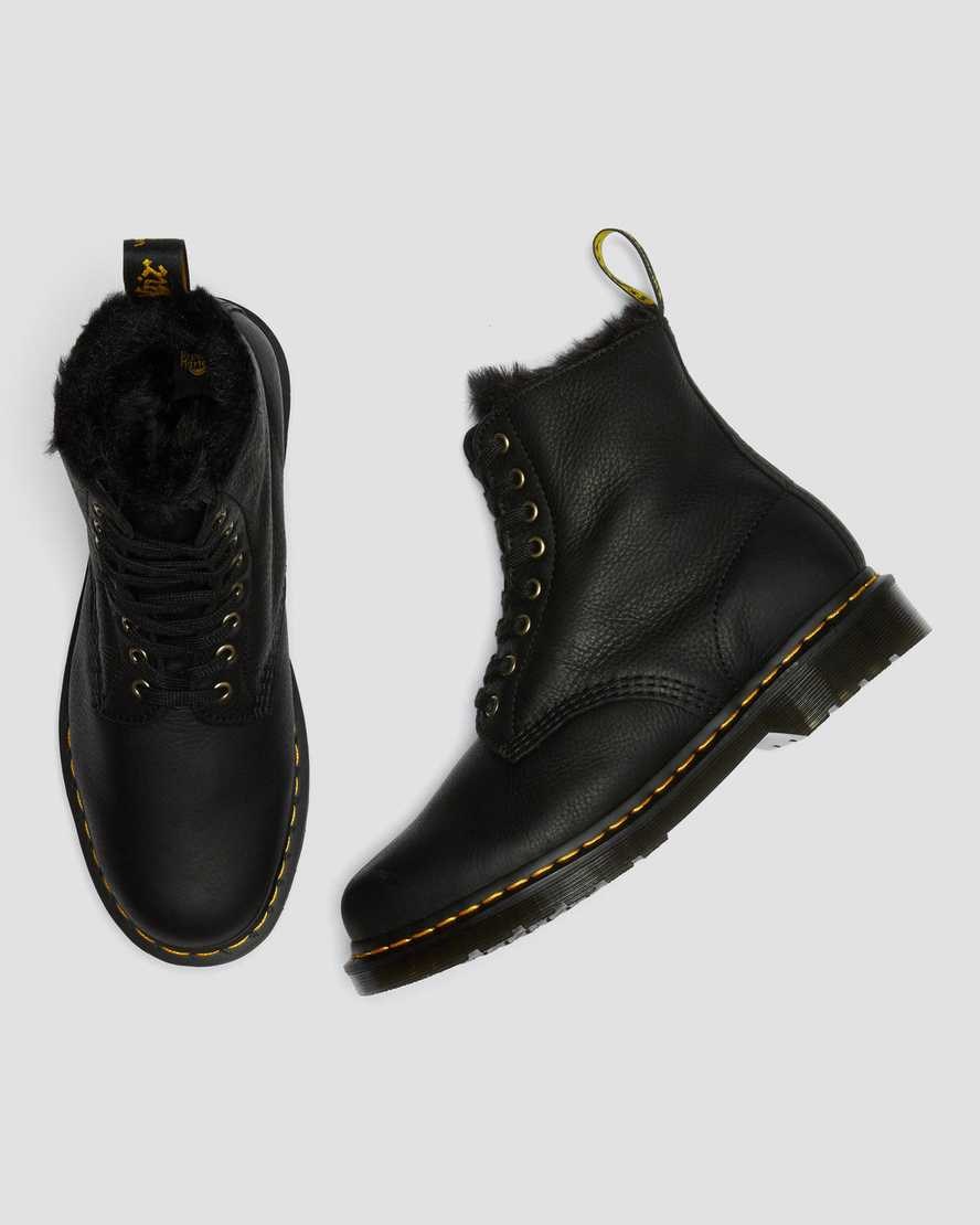 Dr Martens 1460 Pascal Faux Fur Gefütterte Schnürstiefel Herren Schwarz | QHR-238149