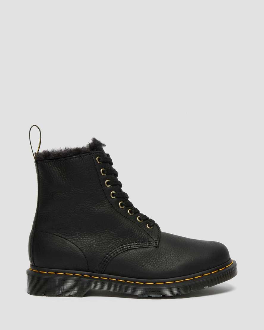 Dr Martens 1460 Pascal Faux Fur Gefütterte Schnürstiefel Herren Schwarz | QHR-238149