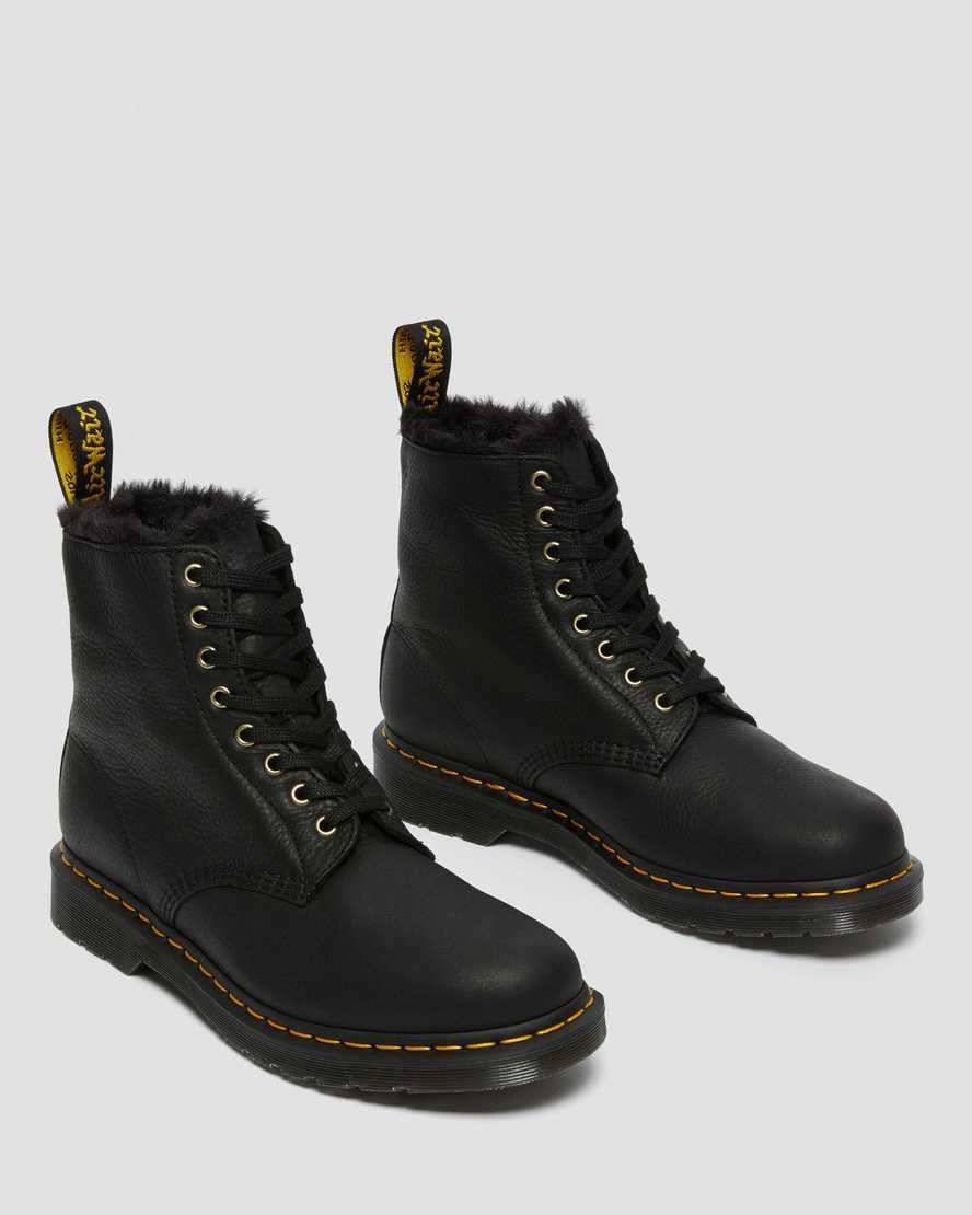 Dr Martens 1460 Pascal Faux Fur Gefütterte Schnürstiefel Herren Schwarz | QHR-238149