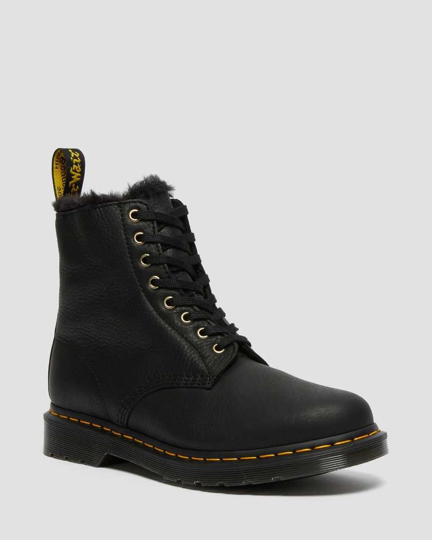 Dr Martens 1460 Pascal Faux Fur Gefütterte Schnürstiefel Herren Schwarz | QHR-238149