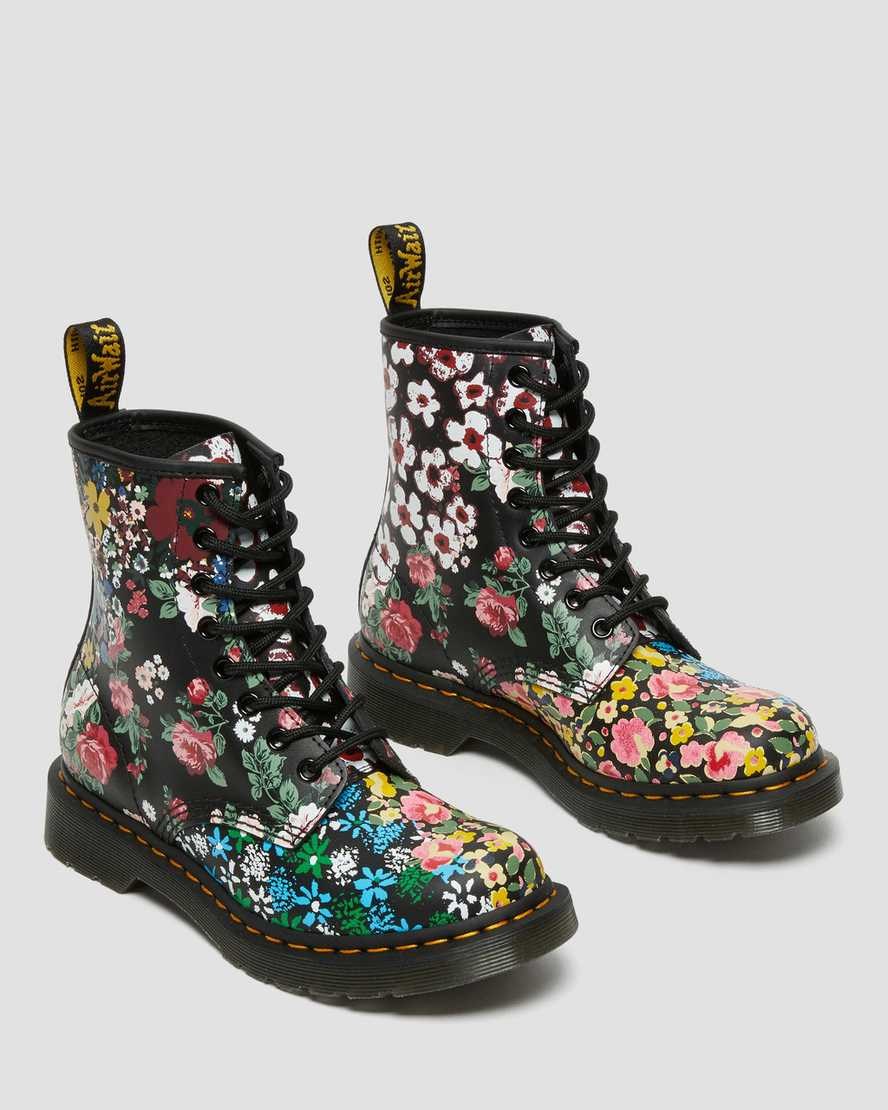 Dr Martens 1460 Pascal Floral Mash Up Leder Stiefeletten Damen Weiß | ATQ-478902