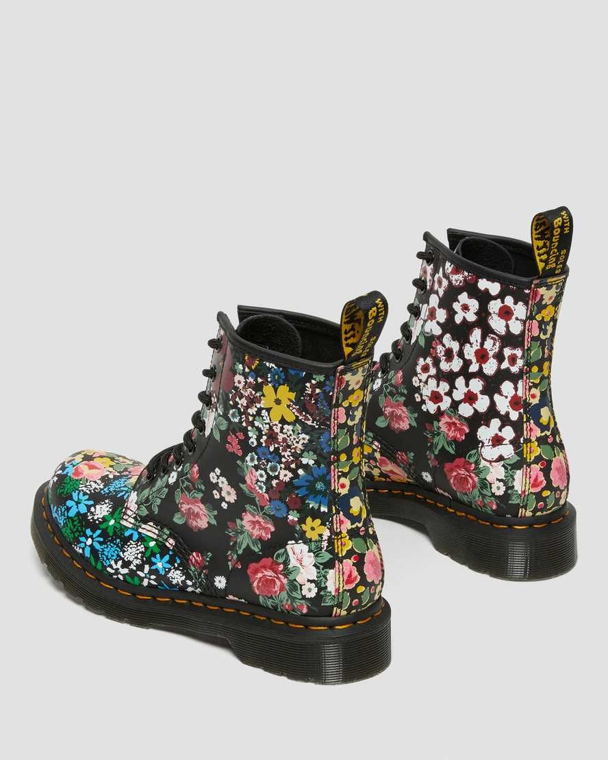 Dr Martens 1460 Pascal Floral Mash Up Leder Stiefeletten Damen Weiß | ATQ-478902